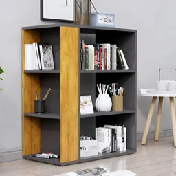 HEXA RED Grey & Brown Wooden Study Book Shelf-picture-34