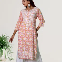 myplusfashion Women Embroidered Chikankari Kurta-picture-23