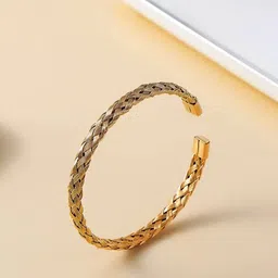 FIMBUL Unisex Antique Gold-Plated Textured Open Cuff Bracelet image 3