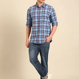 CAVALLO by Linen Club Slim Fit Tartan Checked Long Sleeves Cotton Linen Shirt image 5