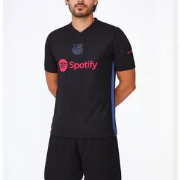 dostitch Men Brand Logo Barcelona Printed V-Neck Dri-FIT T-shirt-image-55