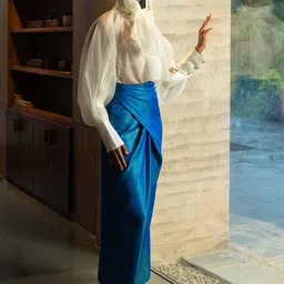 UNRUSH Ultramarine Pure Cotton Wrap Maxi Skirt-picture-16