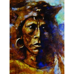 Inephos Brown And Blue Modern Lady Printed Canvas Wall Art-image-86