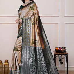tammu designer Ethnic Motifs Zari Art Silk Handloom Banarasi Saree image 2