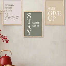 Kotart Brown & Green 3 Pieces Motivational Wooden Wall Arts-image-25