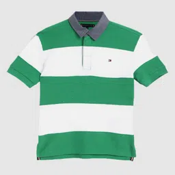 Tommy Hilfiger Boys Brand Logo Colourblocked Polo Collar Applique T-shirt-picture-49