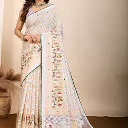 YAMUNE Woven Design Zari Jute Cotton Handloom Khadi Saree-picture-23