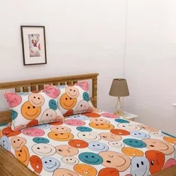 NEW TOWN Multicoloured 210 TC Cotton Fitted Queen Bedsheets With 2 Pillow Covers-image-28