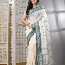 WoodenTant Woven Design Pure Cotton Taant Saree-picture-34