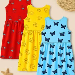 KUCHIPOO Girls Regular Fit Cotton Frocks (DRS-118, Multi-Colored) - Pack of 3 image 3