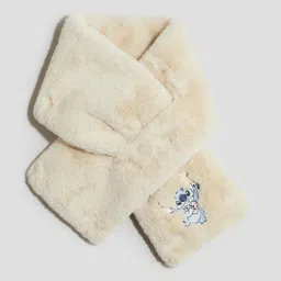 H&M Girls Solid Fluffy Keyhole Scarf with Solid Border-picture-16