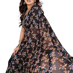 Moda Rapido Women Leaves Print Georgette-Satin Saree image 3