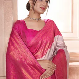 DIVASTRI Woven Design Zari Silk Blend Kanjeevaram Saree image 3