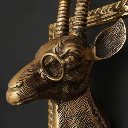 Exotic India Yellow Textured Wooden Calligraphic Lion With Frame Wall Hangings image 2