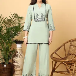 GANIX FASHION THAT DEFINE YOU Embroidered Tunic With Palazzo Co-Ords-picture-14