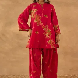 TARA-C-TARA Printed Mandarin Collar Neck Top With Palazzos Co-Ords image 5