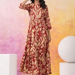 JISORA Women Printed Russian Silk Dress-picture-52