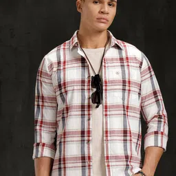 WROGN Comfort Slim Fit Tartan Checks Checked Cotton Casual Shirt-picture-17