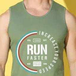 WOOSTRO Pack Of 2 Printed Ultra-Soft Gym Vests VWS26(ALONE LGTGREEN)(RUN LGTGREEN) image 4