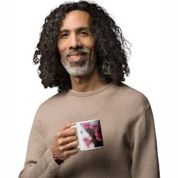 Mr UVD White & Pink Floral Printed Ceramic Glossy Mug - 350 ml image 5