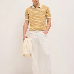 THE BEAR HOUSE Men Striped Polo Collar Slim Fit T-shirt image 3