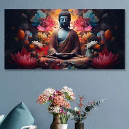 nestroots Gold-Toned & Blue 1 Piece Canvas Other Wall Paintings-picture-17