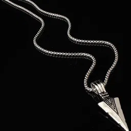 Minprice Stainless Steel Silver-Plated Triangular Arrow Shaped Pendant With Chain-picture-16