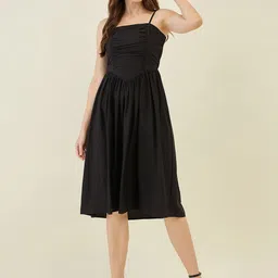 aayu Women Shoulder Straps Smocked Fit & Flare Midi Dress-picture-21