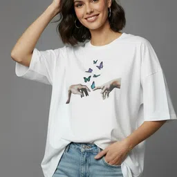 SZN Women Printed Drop-Shoulder Sleeves T-shirt image 4