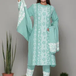 The Zigar Studio Women Ethnic Motifs Regular Pure Wool Kurta with Pyjamas & With Dupatta-picture-28