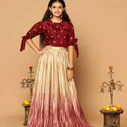 BAESD Girls Embroidered Ready to Wear Lehenga & image 3