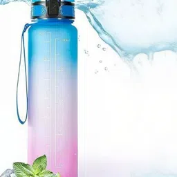 FINIFAB Blue & Purple Single Plastic Colourblocked Water Bottle image 5