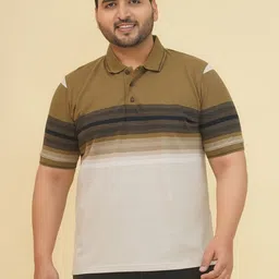 John Pride Plus Size Men Striped Polo Collar Stretchable T-shirt-picture-44