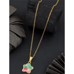 SZN Gold-Plated Artificial Stones Studded Star Shaped Pendant With Chain image 2