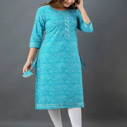 ROPADEMODA Leheriya Printed Gotta Patti Pure Cotton Straight Kurta image 5