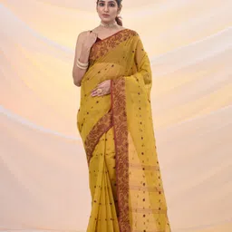 Arhi Woven Design Zari Pure Cotton Taant Saree-image-7