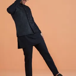 KISAH Men Mandarin Collar Regular Straight Kurta With Trousers-picture-19