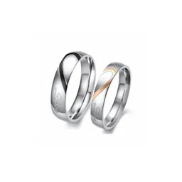 Moneekar Jewels Unisex Set of 2 Stainless Steel Couple Finger Rings-image-94