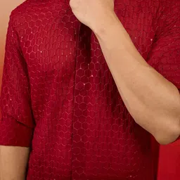 VASTRAMAY Mandarin Collar Sequinned Straight Kurta With Patiala image 2