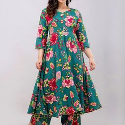 KALINI Women Floral Printed Empire Kurta with Trousers-picture-14