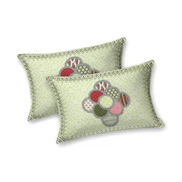 MILAAV Lime Green Geometric 144 TC King Bedsheet with 2 Pillow Covers image 2