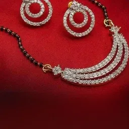 Molika Artificial Stones Studded & Beaded Mangalsutra With Earrings-picture-40