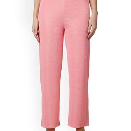 Popwings Women Relaxed Straight Leg Self Design Straight Fit Wrinkle Free Trousers-picture-39