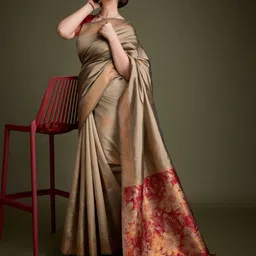 Meena Bazaar Woven Design Zari Art Silk Saree image 4
