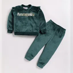 M'andy Girls Printed Round Neck Woollen Blended Sweatshirt With Joggers-picture-39