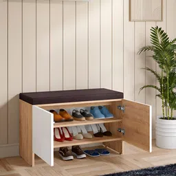 ROCCO Trudo Modular Brown Wooden 2-Layer Cabinet Shoe Rack image 3