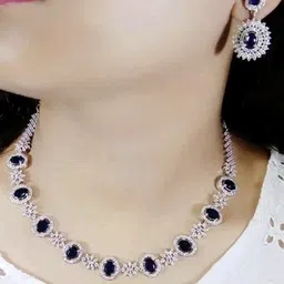 FANCY KF Silver-Plated Ovel American Diamond-Studded Jewellery Set-picture-19