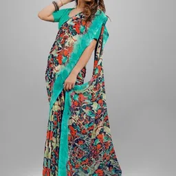 GHAN SALS Abstract Printed Baluchari Saree With Blouse Piece image 4
