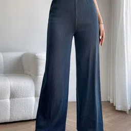 Moda Rapido Women Ribbed Regular Trousers image 2