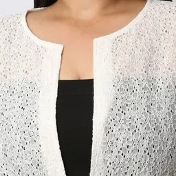 Style Quotient Plus Women Floral Three-Quarter Sleeves Open Front Shrug image 4